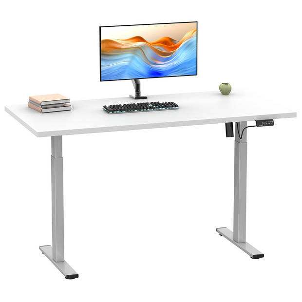 LonaE bureau elektrische hef- en daalfunctie 110x50x71-120cm wit, zilverkleurig.