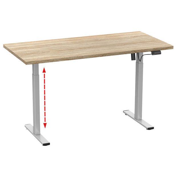 LonaE bureau elektrische hef- en daalfunctie 110x50x71-120cm eik decor, zilverkleurig.