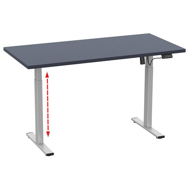 LonaE bureau elektrische hef- en daalfunctie 140x50x71-120cm antraciet, zilverkleurig.