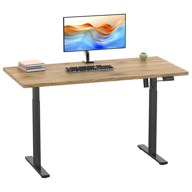 LonaE bureau elektrische hef- en daalfunctie 110x50x71-120cm eik decor, zwart.