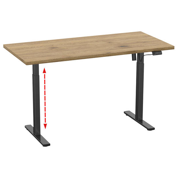 LonaE bureau elektrische hef- en daalfunctie 110x50x71-120cm eik decor, zwart.