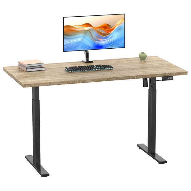 LonaE bureau elektrische hef- en daalfunctie 110x50x71-120cm eik decor, zwart.