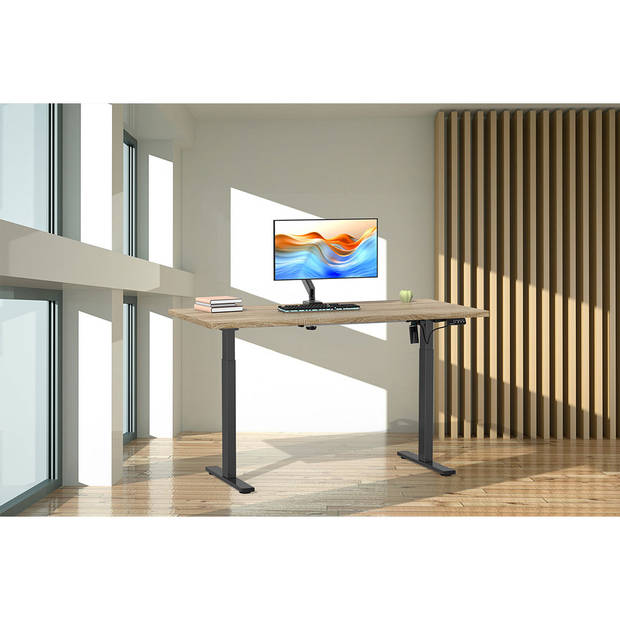 LonaE bureau elektrische hef- en daalfunctie 110x50x71-120cm eik decor, zwart.