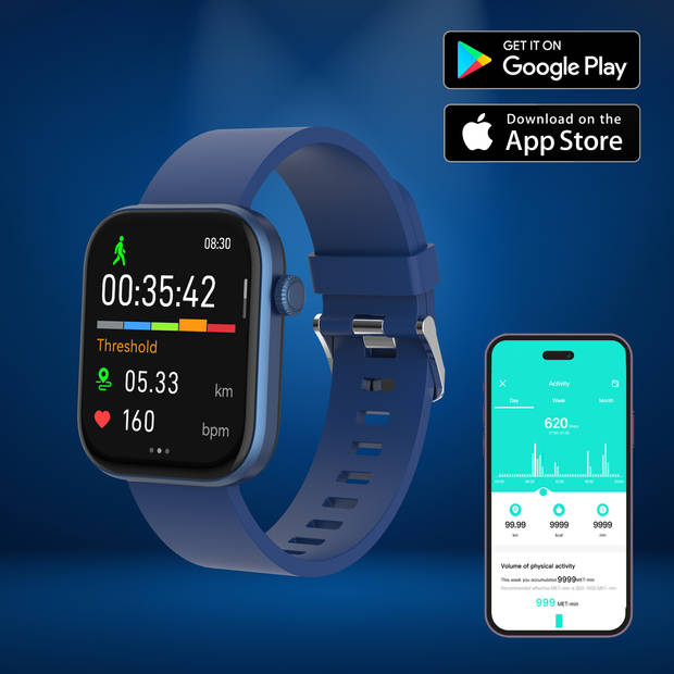 Denver Smartwatch - Android iOS - Volledige Belfunctie - Amoled Display - Sporthorloge - Hartslagmeter - SWC185BU