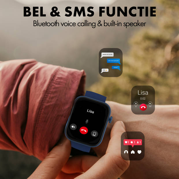 Denver Smartwatch - Android iOS - Volledige Belfunctie - Amoled Display - Sporthorloge - Hartslagmeter - SWC185BU