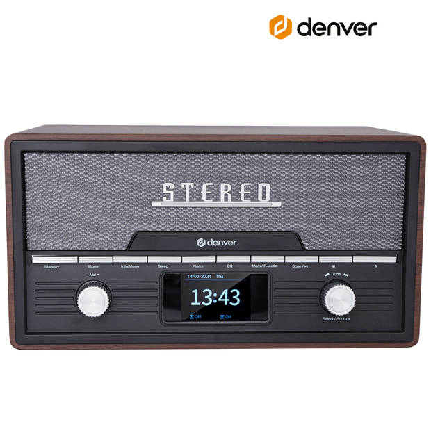 Denver DAB Radio CD Speler - Retro Radio - Bluetooth - 20 voorkeuzezenders - DAB /FM / AUX - MDA525 - Darkwood