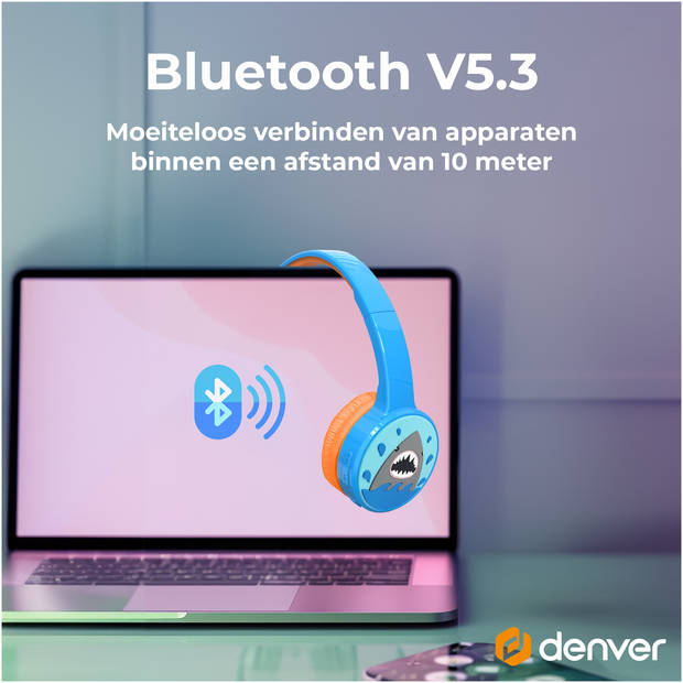 Denver Koptelefoon Kinderen - Bluetooth - Draadloos - Tot 85db - Kinder Koptelefoon - Ingebouwde Microfoon - BTH107BU