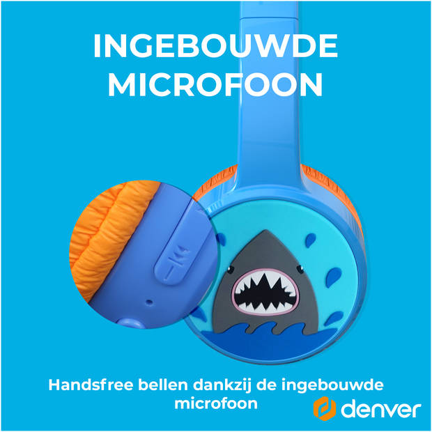 Denver Koptelefoon Kinderen - Bluetooth - Draadloos - Tot 85db - Kinder Koptelefoon - Ingebouwde Microfoon - BTH107BU