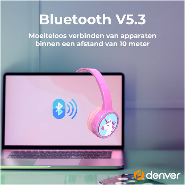 Denver Koptelefoon Kinderen - Bluetooth - Draadloos - Tot 85db - Kinder Koptelefoon - Ingebouwde Microfoon - BTH106P