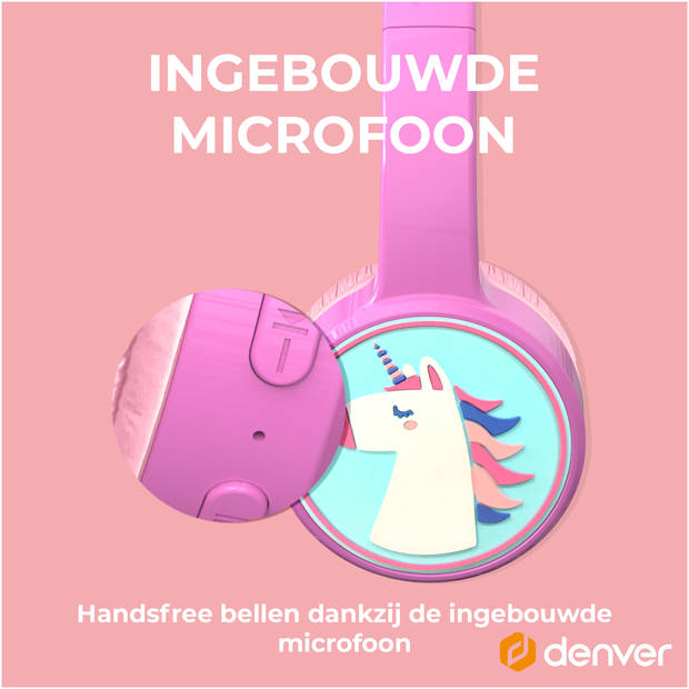 Denver Koptelefoon Kinderen - Bluetooth - Draadloos - Tot 85db - Kinder Koptelefoon - Ingebouwde Microfoon - BTH106P