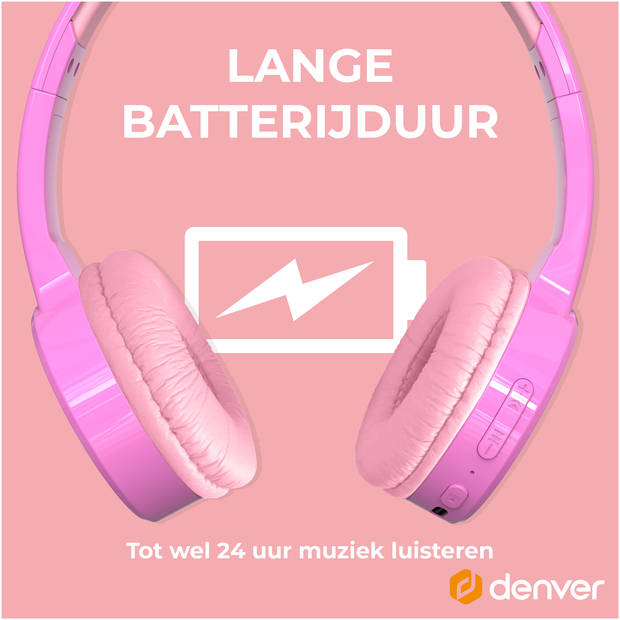 Denver Koptelefoon Kinderen - Bluetooth - Draadloos - Tot 85db - Kinder Koptelefoon - Ingebouwde Microfoon - BTH106P