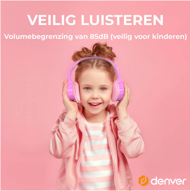 Denver Koptelefoon Kinderen - Bluetooth - Draadloos - Tot 85db - Kinder Koptelefoon - Ingebouwde Microfoon - BTH106P