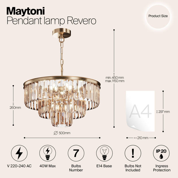 Maytoni - Hanglamp Revero - Messing - Ø50