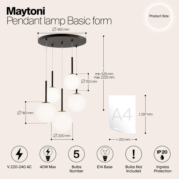 Maytoni - Hanglamp Basic form - Zwart - Ø45