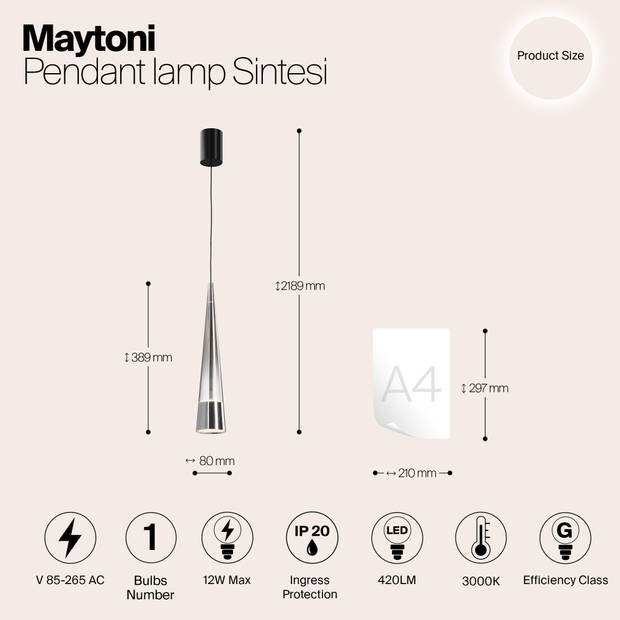 Maytoni - Hanglamp Sintesi - Chroom - Ø8