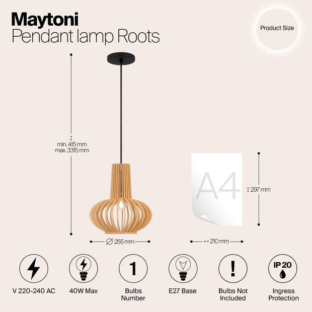 Maytoni - Hanglamp Roots - Zwart - Ø25,5