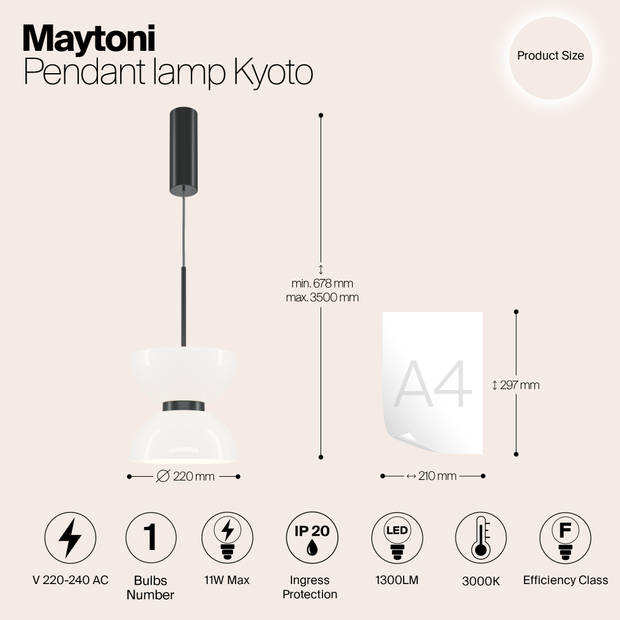 Maytoni - Hanglamp Kyoto - Zwart - Ø22