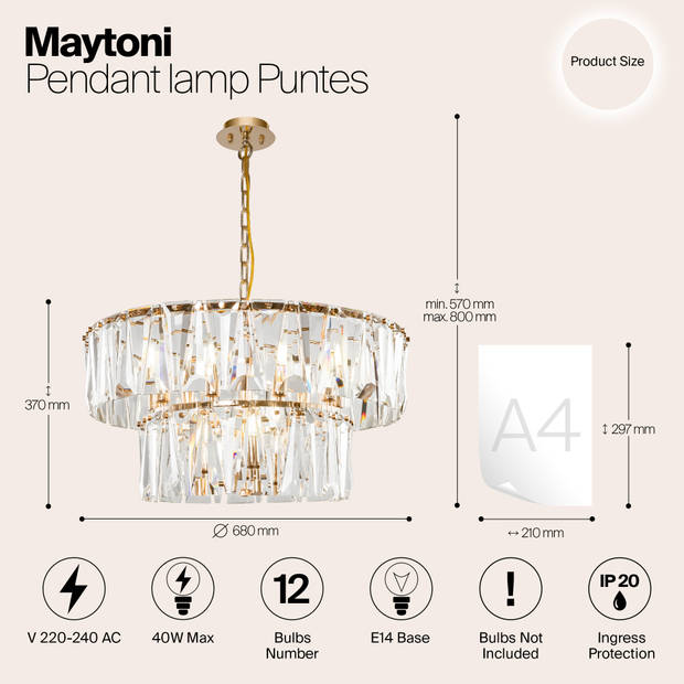 Maytoni - Hanglamp Puntes - Goud - Ø68