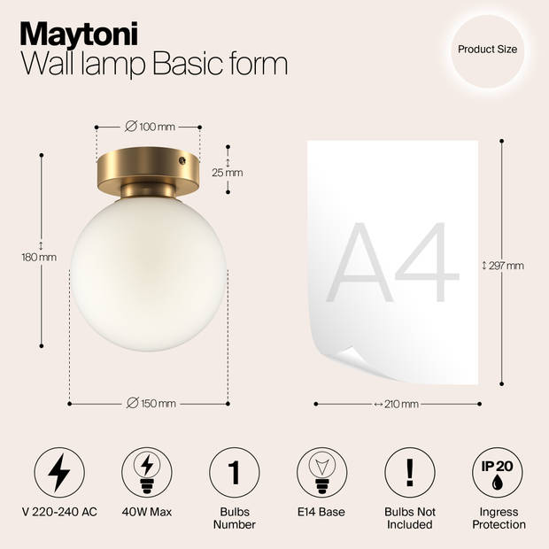 Maytoni - Wandlamp Basic form - Goud - Ø15