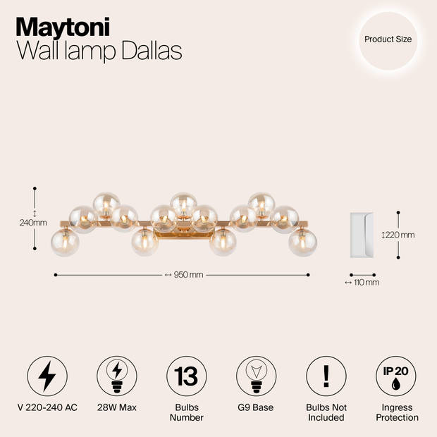 Maytoni - Wandlamp Dallas - Goud