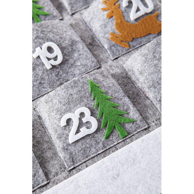 HEITMANN DECO Vilten adventskalender Santa - adventskalender om te vullen en op te hangen - Kerstman grijs wit