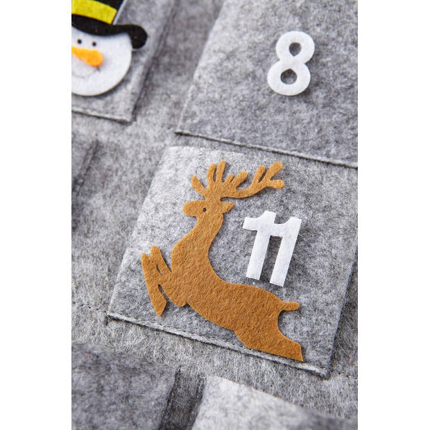 HEITMANN DECO Vilten adventskalender Santa - adventskalender om te vullen en op te hangen - Kerstman grijs wit