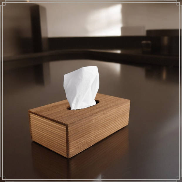 OTIX Tissue box Houder - Bruin- Rib Hout - 25x14x8cm