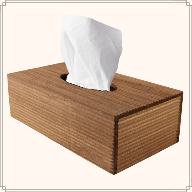 OTIX Tissue box Houder - Bruin- Rib Hout - 25x14x8cm