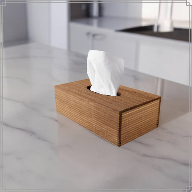 OTIX Tissue box Houder - Bruin- Rib Hout - 25x14x8cm