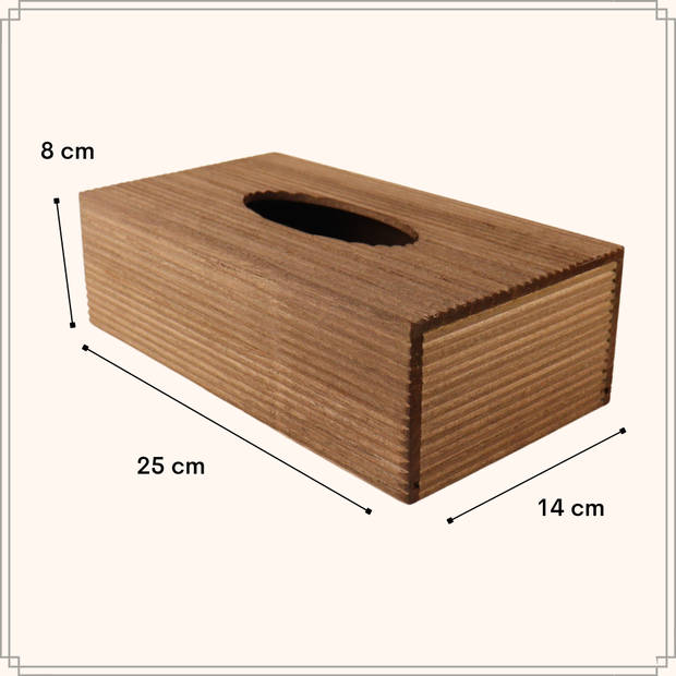 OTIX Tissue box Houder - Bruin- Rib Hout - 25x14x8cm