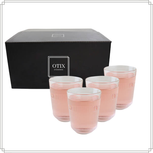 OTIX Theemok - Drinkglazen - Koffiemok - Limonade - glazen - 320ml - Set van 4