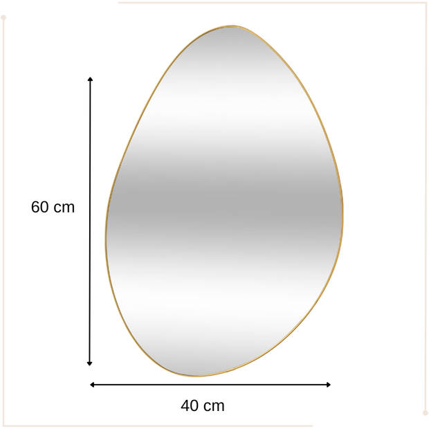 MISOU Spiegel - Goud - Wandspiegel - Ovaal - Wanddecoratie - Badkamerspiegel - 60x40cm