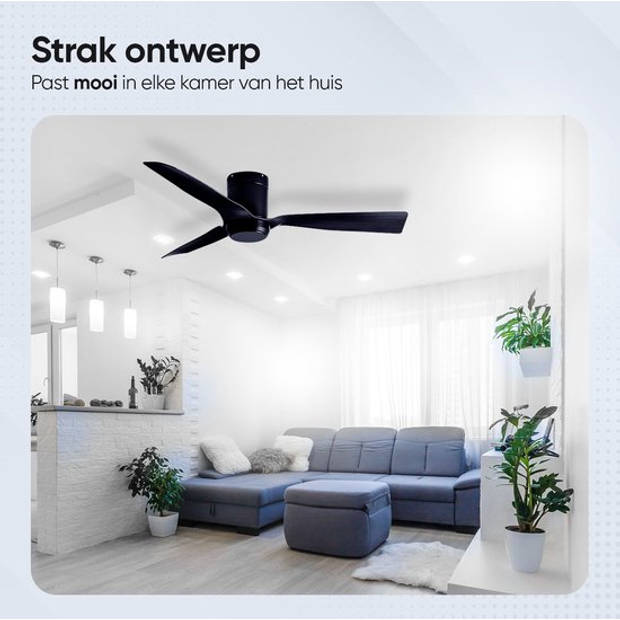 Plafondventilator met afstandsbediening - Ø 132 cm - Plafonniere met ventilator - Ventilator plafond