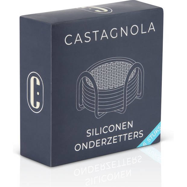 Castagnola Siliconen Onderzetters voor Glazen met Houder – Anti Slip - Set van 6 – Grijs