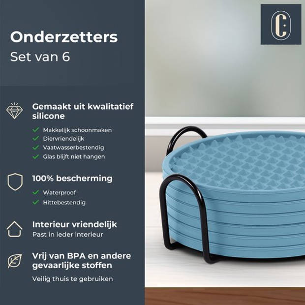 Castagnola Siliconen Onderzetters voor Glazen met Houder – Anti Slip - Set van 6 – Groen