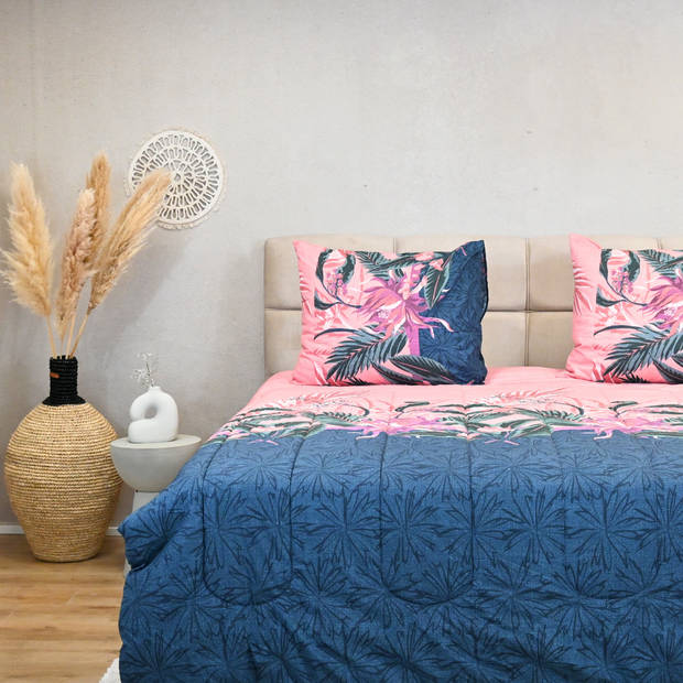 HappyBed Flora 140x220 - Wasbaar dekbed zonder overtrek - Bedrukt dekbed zonder hoes