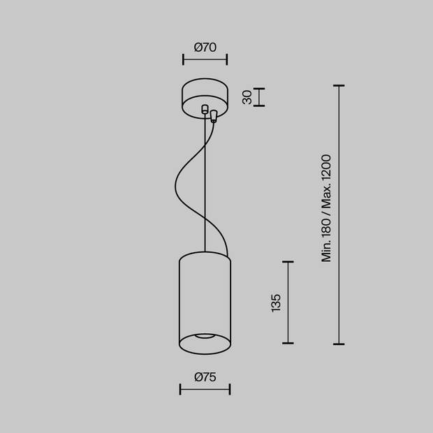 Maytoni Technical - Hanglamp Efir - Zwart - Ø7,5