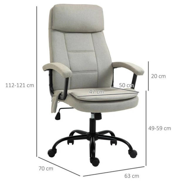 Bureaustoel met relaxfunctie - Ergonomische bureaustoel - Game stoel - Gaming stoel - Beige - 63 x 70 x 112-121 cm