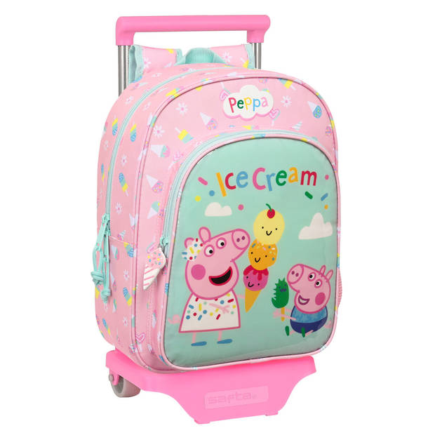 Schoolrugzak met Wielen Peppa Pig Ice cream Roze Munt 26 x 34 x 11 cm