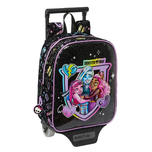 Schoolrugzak met Wielen Monster High Zwart 22 x 27 x 10 cm