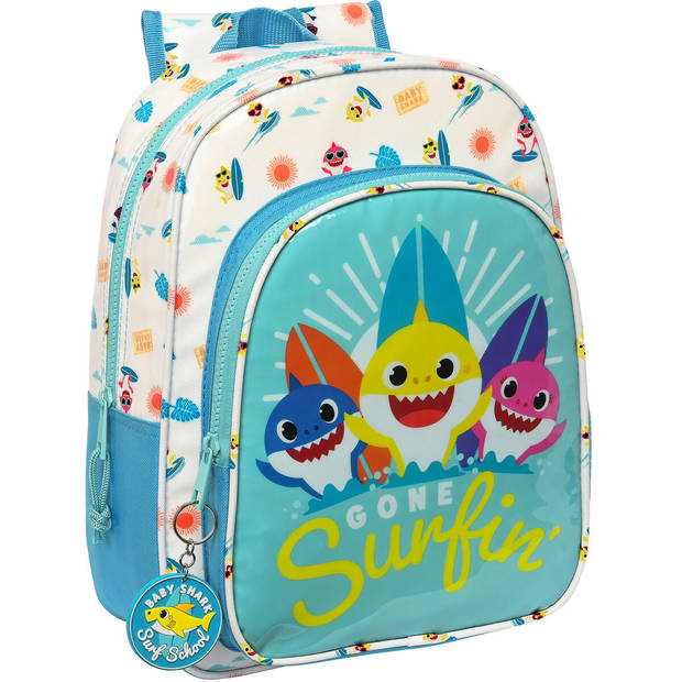 Schoolrugzak Baby Shark Surfing Blauw Wit 26 x 34 x 11 cm