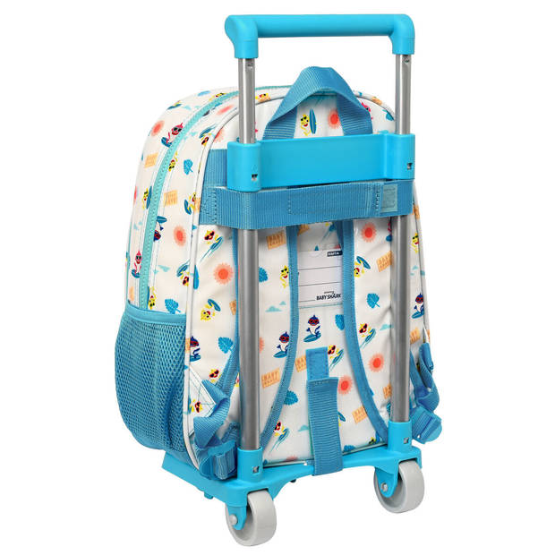 Schoolrugzak met Wielen Baby Shark Surfing Blauw Wit 26 x 34 x 11 cm