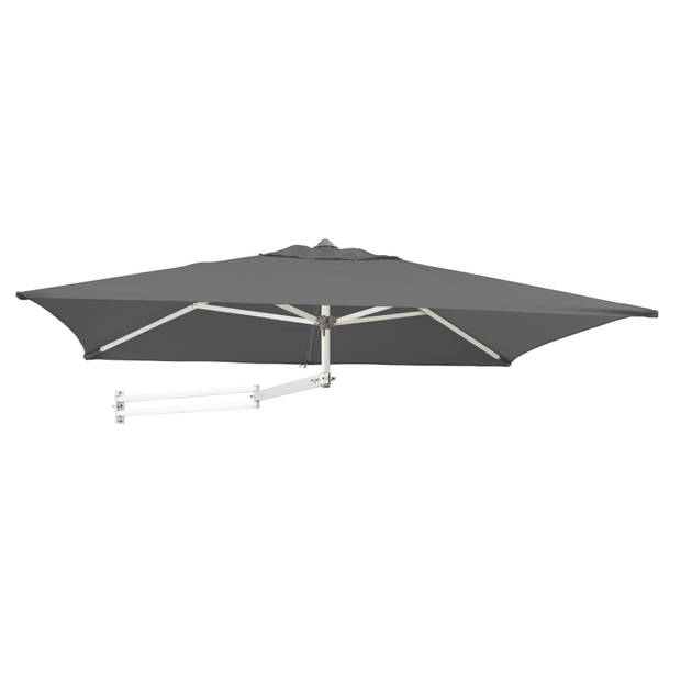 Rechthoekige Muurparasol - 200 x 140 cm - Parasol voor Muur of Wand - Donker Grijs