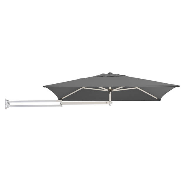 Rechthoekige Muurparasol - 200 x 140 cm - Parasol voor Muur of Wand - Donker Grijs