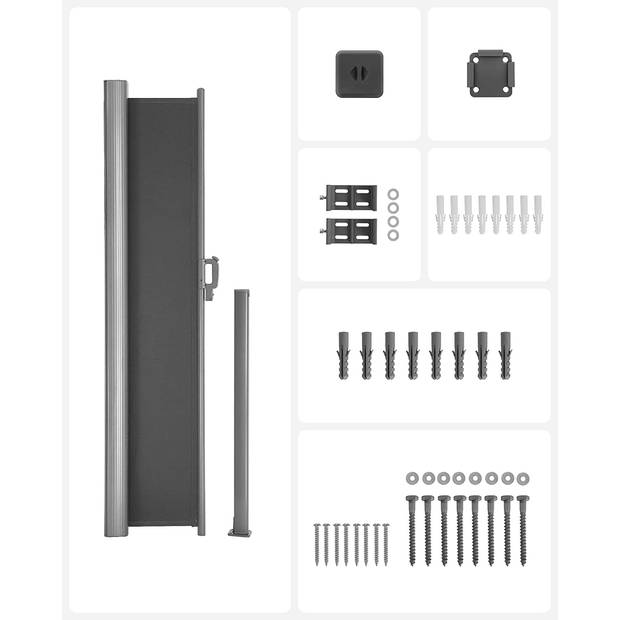 Zijluifel, 180 x 400 cm (H x L), Privacyscherm, Zonwering voor Balkon, Terras, Tuin, grijs