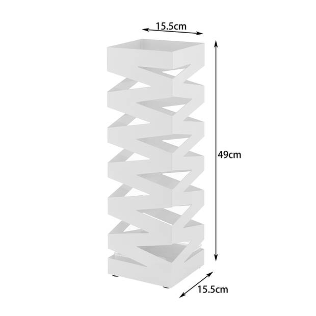 Metalen Paraplubak, Bak voor Paraplu's met Waterbakje, Metaal, Wit