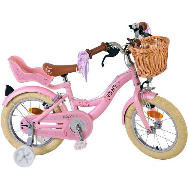 Volare Blossom Kinderfiets - Meisjes - 14 inch - Roze - Twee Handremmen