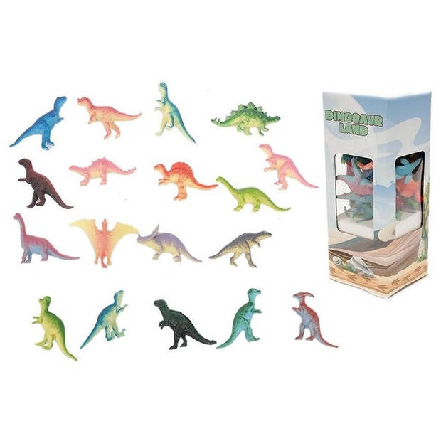 Dinosaurussen speelgoed figuren - set 18x - van 6 cm - Speelgoed dino dieren - Speelfigurenset