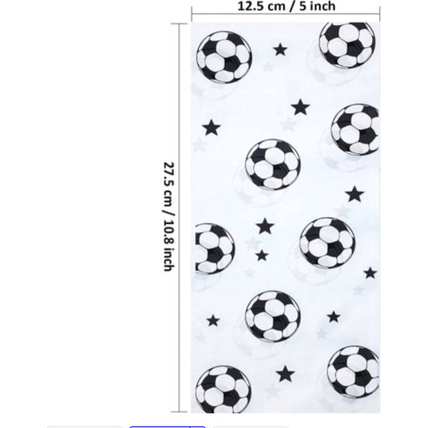 Knaak 25x Uitdeelzakjes Voetbal 12.5 x 27.5 cm- WK -EK -Cellofaan Plastic Traktatie Kado Zakjes -Snoepzakjes