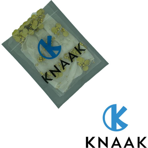 Knaak Sjaal met goud kleur muntjes wit